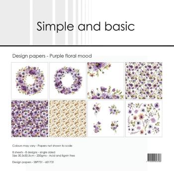 Simple and Basic - Designpapier "Purple Floral Mood" Paper Pack 12x12 Inch - 8 Bogen 