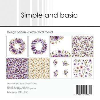 Simple and Basic - Designpapier "Purple Floral Mood" Paper Pack 6x6 Inch - 24 Bogen 