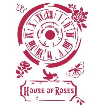 Stamperia - Schablone A4 "Clock House of Roses" Stencil