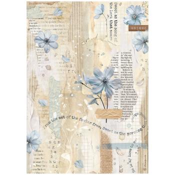 Stamperia - Decopatch Papier "Blue Flower" Decoupage A4 - 6 Bogen 