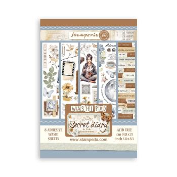 Stamperia - Washi Papier "Create Happiness Secret Diary" Washi Pad 14,8x21cm - 8 Bogen