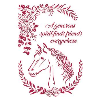 Stamperia - Schablone A4 "Romantic Horses Horse with Flowers" Stencil