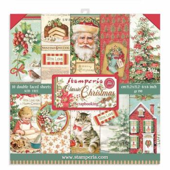 Stamperia - Designpapier "Classic Christmas" Paper Pack 6x6 Inch - 10 Bogen