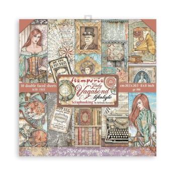 Stamperia - Designpapier "Lady Vagabond Lifestyle" Paper Pack 8x8 Inch - 10 Bogen