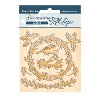 Stamperia - Holzteile 14x14 cm "Romantic Christmas Garland" Decorative Chips