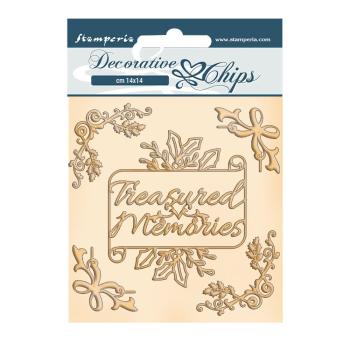 Stamperia - Holzteile 14x14 cm "Romantic Christmas Memories" Decorative Chips