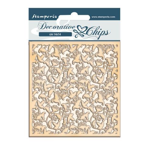 Stamperia - Holzteile 14x14 cm "Winter Tales Ramage" Decorative Chips