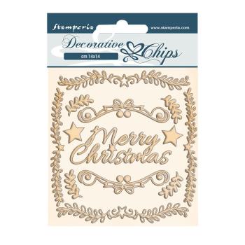 Stamperia - Holzteile 14x14 cm "Pink Christmas Frames" Decorative Chips