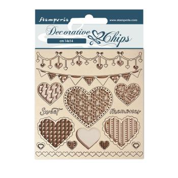 Stamperia - Holzteile 14x14 cm "Daydream Hearts" Decorative Chips