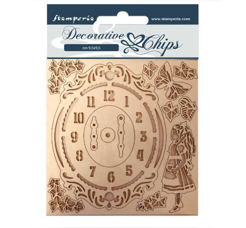 Stamperia - Holzteile 14x14 cm "Alice Clock" Decorative Chips