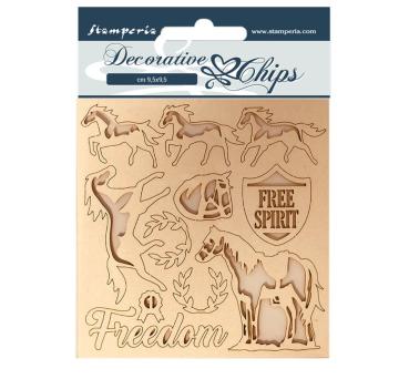 Stamperia - Holzteile 14x14 cm "Romantic Horses Freedom" Decorative Chips