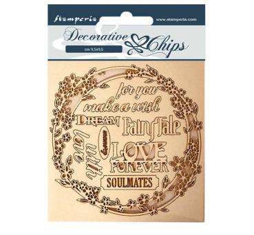 Stamperia - Holzteile 14x14 cm "Sleeping Beauty Garland Love" Decorative Chips