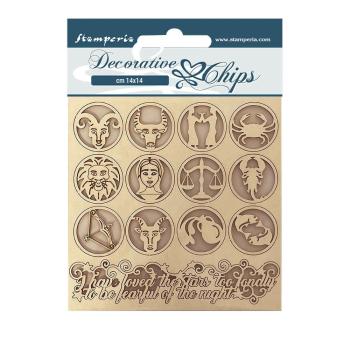 Stamperia - Holzteile 14x14 cm "Alchemy Symbols" Decorative Chips