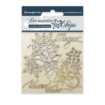 Stamperia - Holzteile 9,5x9,5 cm "Magic Winter Tales" Decorative Chips