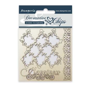 Stamperia - Holzteile 9,5x9,5 cm "Lace and Border" Decorative Chips