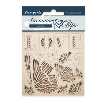 Stamperia - Holzteile 9,5x9,5 cm "Love" Decorative Chips