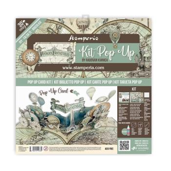 Stamperia - Designpapier "Voyages Fantastiques Balloon" Pop Up Kit 12x12 Inch - 3 Bogen