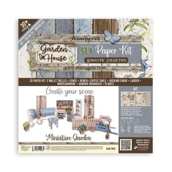 Stamperia - Designpapier "Romantic Garden House" Pop Up Kit 12x12 Inch - 2 Bogen