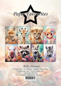 Paper Favourites - Designpapier "Baby Animals" Paper Pack A5 - 24 Bogen