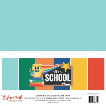 Echo Park - Cardstock "Off To School" Coordinating Solids Paper 12x12 Inch - 6 Bogen 