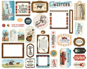 Carta Bella - Stanzteile & Anhänger "Cowboys" Ephemera Frames & Tags