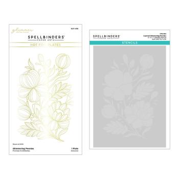 Spellbinders - Glimmer Hot Foil Plate & Stencil Bundle "Glimmering Peonies"