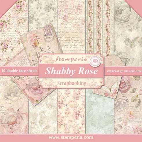 Stamperia - Designpapier "Shabby Rose" Paper Pack 12x12 Inch - 10 Bogen