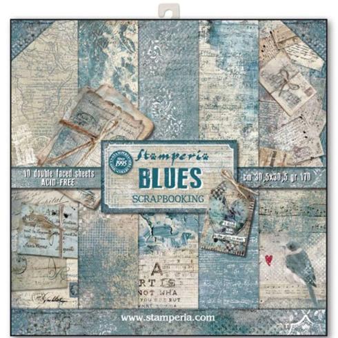 Stamperia - Designpapier "Blues" Paper Pack 12x12 Inch - 10 Bogen
