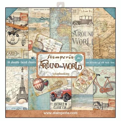 Stamperia - Designpapier "Around the World" Paper Pack 12x12 Inch - 10 Bogen