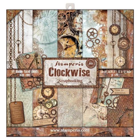 Stamperia - Designpapier "Clockwise" Paper Pack 12x12 Inch - 10 Bogen