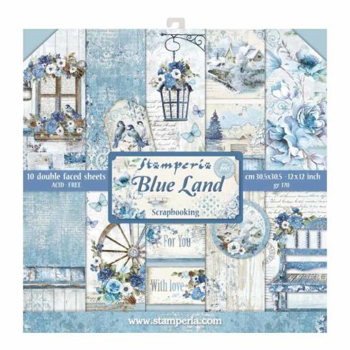 Stamperia - Designpapier "Blue Land" Paper Pack 12x12 Inch - 10 Bogen