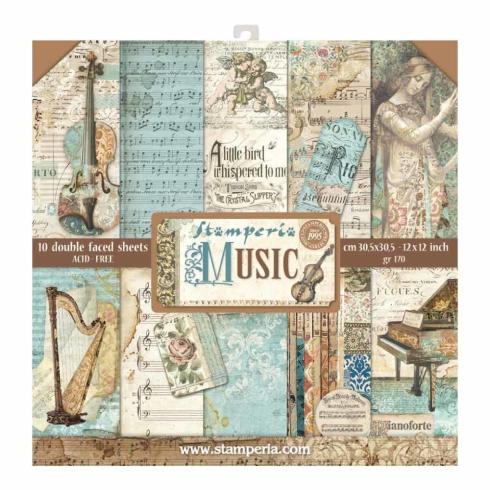 Stamperia - Designpapier "Music" Paper Pack 12x12 Inch - 10 Bogen