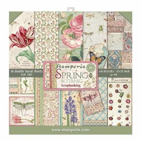 Stamperia - Designpapier "Spring Botanic" Paper Pack 12x12 Inch - 10 Bogen