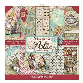 Stamperia - Designpapier "Alice" Paper Pack 12x12 Inch - 10 Bogen