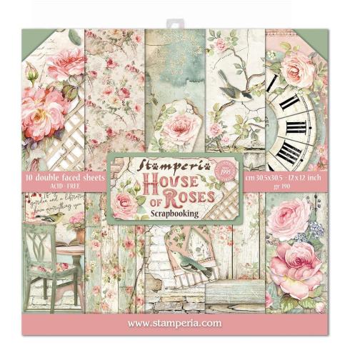 Stamperia - Designpapier "House of Roses" Paper Pack 12x12 Inch - 10 Bogen