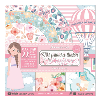 Stamperia - Designpapier "Mi Primera Ilusión" Maxi Paper Pack 12x12 Inch - 22 Bogen