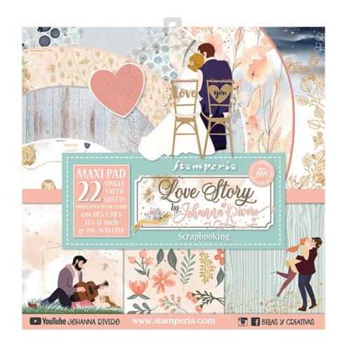 Stamperia - Designpapier "Love Story" Maxi Paper Pack 12x12 Inch - 22 Bogen