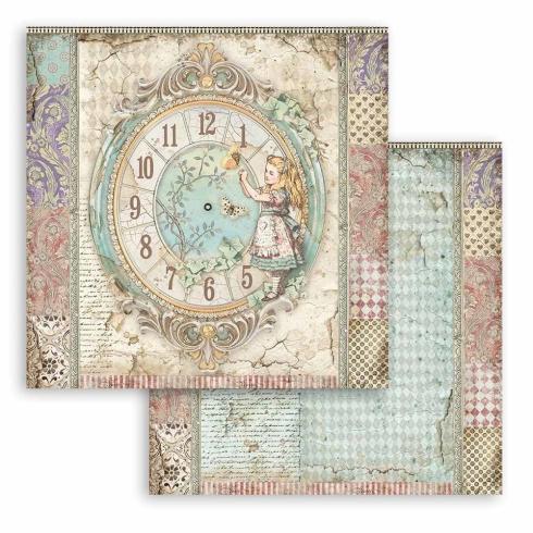 Stamperia - Designpapier "Alice Clock" Paper Sheets 12x12 Inch - 10 Bogen