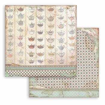 Stamperia - Designpapier "Alice Tea Cup Texture" Paper Sheets 12x12 Inch - 10 Bogen