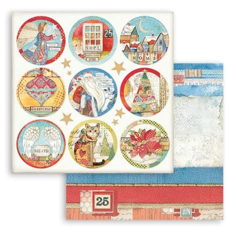 Stamperia - Designpapier "Christmas Patchwork Rounds" Paper Sheets 12x12 Inch - 10 Bogen