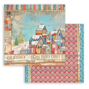 Stamperia - Designpapier "Christmas Patchwork Houses" Paper Sheets 12x12 Inch - 10 Bogen