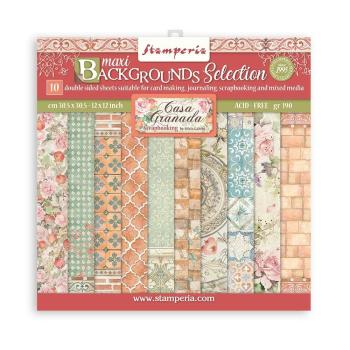 Stamperia - Designpapier "Casa Granada" Maxi Paper Pack 12x12 Inch - 10 Bogen