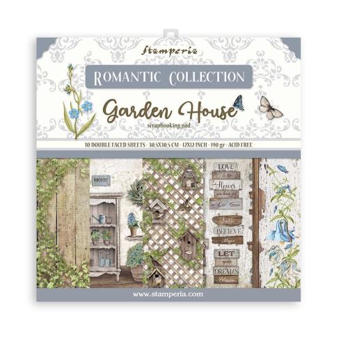 Stamperia - Designpapier "Romantic Garden House" Paper Pack 12x12 Inch - 10 Bogen