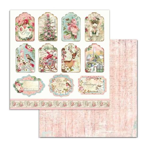 Stamperia - Designpapier "Pink Christmas" Paper Pack 6x6 Inch - 10 Bogen