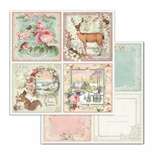 Stamperia - Designpapier "Pink Christmas" Paper Pack 6x6 Inch - 10 Bogen