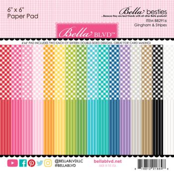 Bella BLVD Gingham & Stripes Rainbow  Paper Pack 6x6 Inch