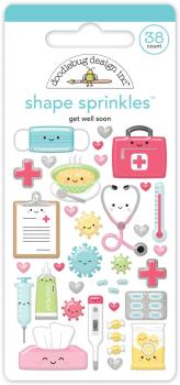 Doodlebug Design - Epoxy Sticker "Get Well Soon" Shape Sprinkles