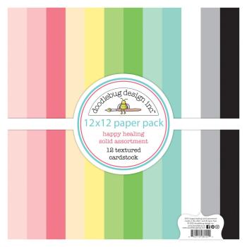 Doodlebug Design - Textured Cardstock "Happy Healing" Solid Paper Pack 12x12 Inch - 12 Bogen