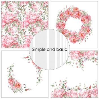 Simple and Basic - Designpapier "Opulent Pink Flowers" Paper Pack 6x6 Inch - 24 Bogen 
