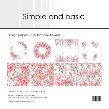 Simple and Basic - Designpapier "Opulent Pink Flowers" Paper Pack 12x12 Inch - 8 Bogen 